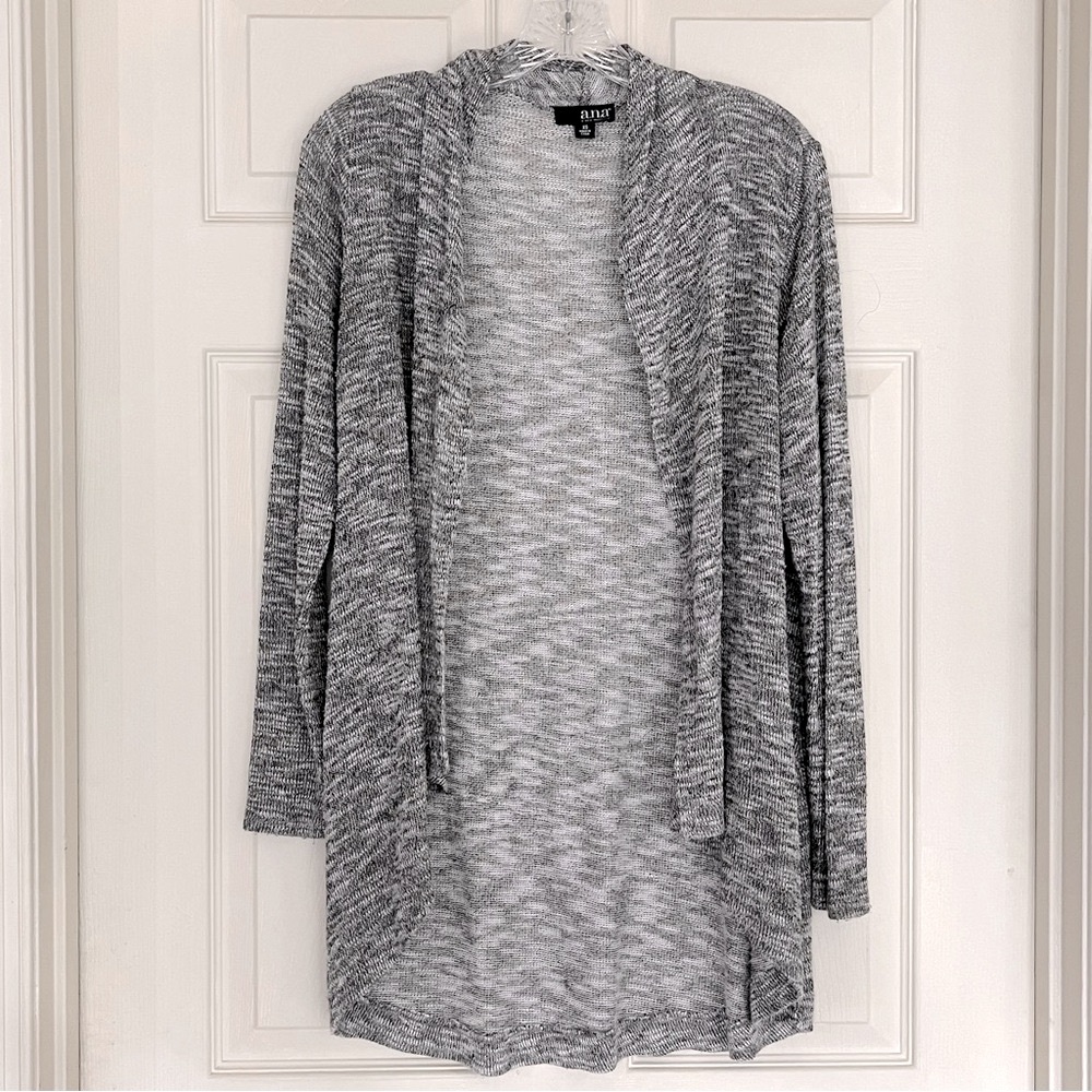 🌸3/$25 ANA Gray Marled Lightweight Open Front High Low Draped Cardigan, Size XS